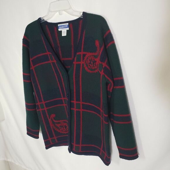 Pendleton Women's Sweater Petite Medium Cardigan Wool Button Front V-Neck Green - Picture 4 of 11